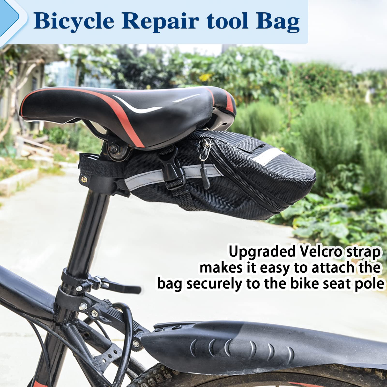 Bike Repair Tool Kit & Bicycle Repair Kit Bag, Bike Repair Kit Portable Bike Tire Repair Tool Kit with 16-in-1 Tools, Bike Tire Patch Kit, 120 Psi Mini Pump, Tyre Levers for Mountain/ Road Bike Repair