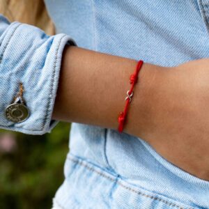 Luck Strings Infinity Red Cord Bracelet - Red String Sterling Silver Eternity Bracelet Adjustable wristaband Men Women