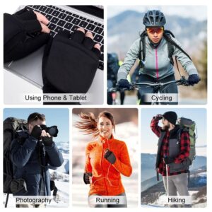 EEFOW Womens Winter Touchscreen Waterproof Gloves: Mens Cold Weather Warm Liner Touch Screen Glove Anti-Slip Thermal Thin Mittens for Driving Cycling Biking Black S