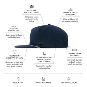 melin Coronado Brick Hydro, Navy, Men's Performance Snapback Hats, Water-Resistant Fitted Baseball Caps for Men & Women, Golf, Running, or Workout Hat, Medium-Large