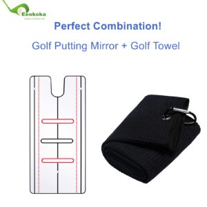 Upgrade Golf Putting Mirror, Portable Putting Aid, Professional Golf Training Equipment, Golf Training Aid, Golf Trainer, Putting Mirror Training Aid for Golf, Putting Trainer, with a Black Golf Towel