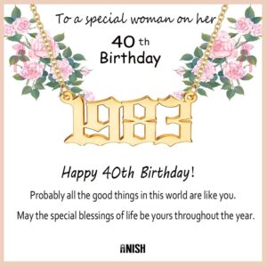 40th birthday gifts for women, 18k gold plated 1983 birth year number necklace, 40 year old birthday gifts for women, 40th birthday decorations, 1982 birthday gifts for women, happy 40th gift ideas