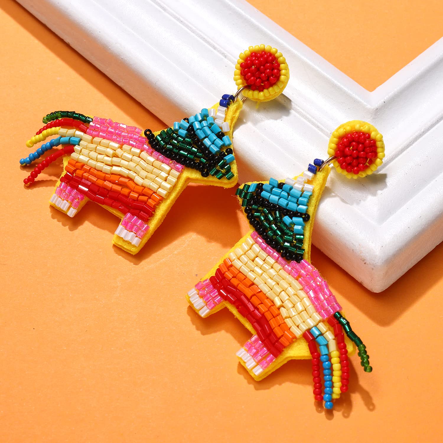 Mexican Fiesta Earrings Cinco De Mayo Earrings Beaded Piñata Sombrero Drop Dangle Earrings Mexican Independence Day Earrings for Women Mexico Theme Party Jewelry Gifts