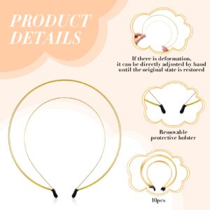 10 Pcs Photoshoot Hair Band Angel Bridal Metal Headband Double Wire Headband Halloween Costume Headpiece Wedding Goddess Crown DIY Hair Accessories for Women and Girls Halloween Parties (Gold)