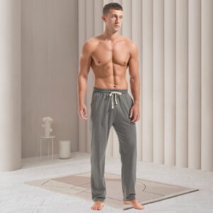 AMY COULEE Mens Cotton Yoga Pants Running Workout Lightweight Sweatpants Open Bottom Lounge Pants with Pockets (XL, Dark Gray)