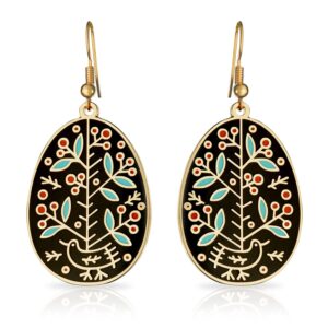 Ukrainian Easter Egg (Pysanky) Earrings - Pine Tree (Gold-Plated)