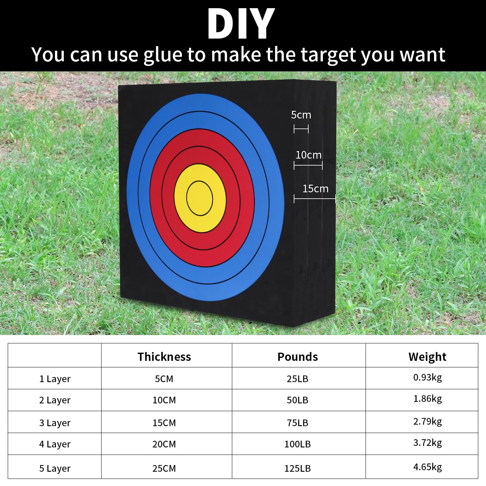 FENJANER Archery Target for Backyard Youth EVA Arrow Target Square Moving Foam Targets for Outdoor Shooting Practice Training Compound Bow and Recurve Bow