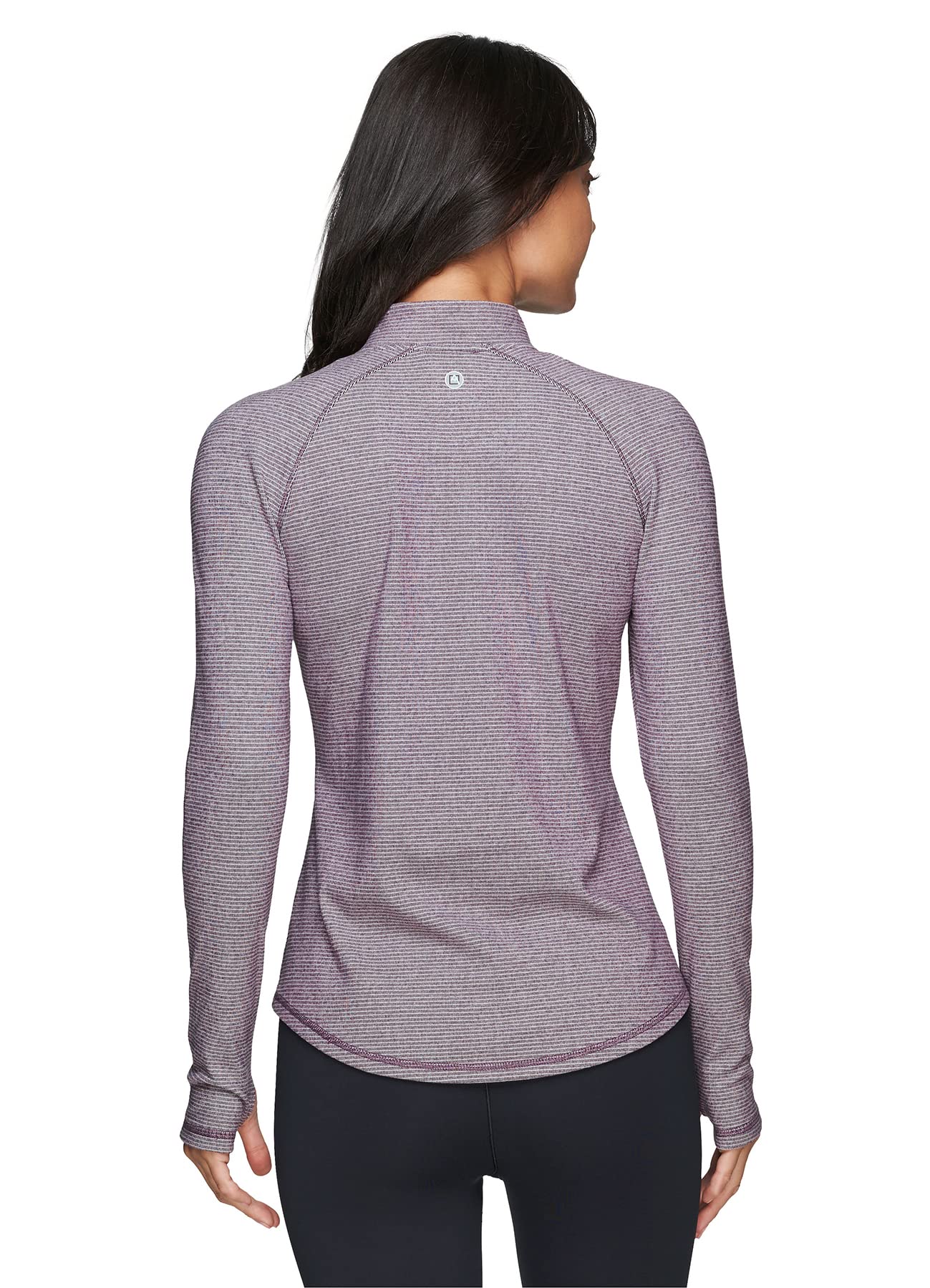 Avalanche Women's Long Sleeve Lightweight Partial 1/4 Zip Running Top Stripe Berry L