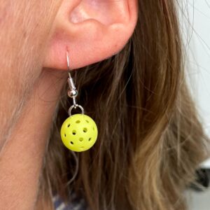 Pickleball Dangle Earrings, Accessory Earrings for Pickleball, 1.2cm Yellow Pickleball Earrings