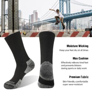 Heatuff Mens Crew Socks Moisture Wicking Max Cushion Athletic Work Socks for men (6 Pairs)