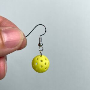 Pickleball Dangle Earrings, Accessory Earrings for Pickleball, 1.2cm Yellow Pickleball Earrings