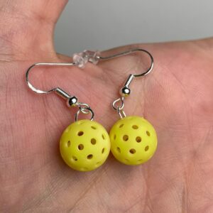 Pickleball Dangle Earrings, Accessory Earrings for Pickleball, 1.2cm Yellow Pickleball Earrings