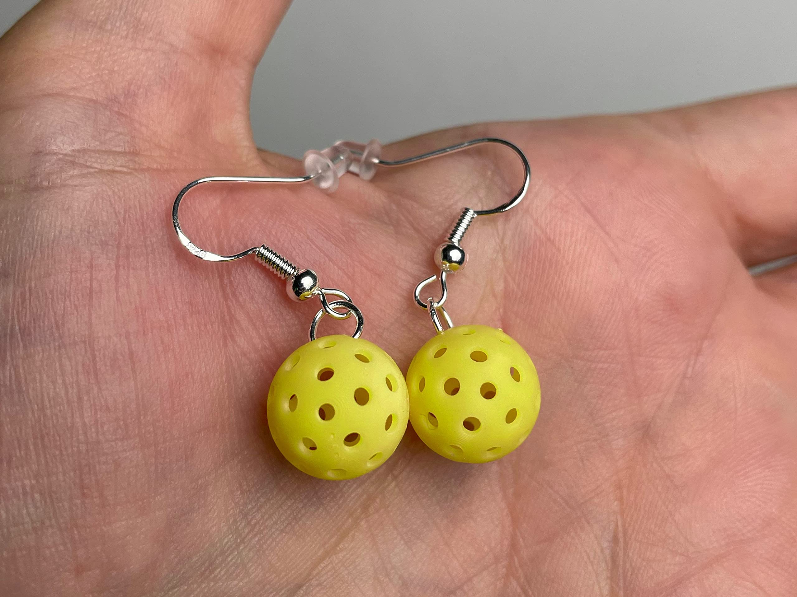 Pickleball Dangle Earrings, Accessory Earrings for Pickleball, 1.2cm Yellow Pickleball Earrings