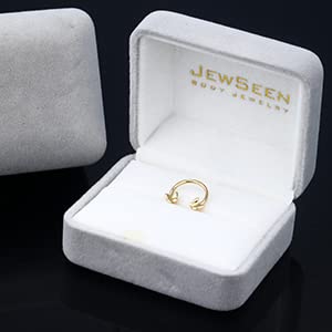 Jewseen 14K Solid Gold Cartilage Earring Hoop CZ Septum Ring 16g Daith Piercing Jewelry Butterfly Helix Piercing Jewelry for Women Men