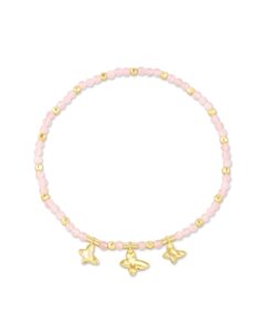 kendra scott lillia butterfly stretch bracelet in 14k gold-plated brass, fashion jewelry for women, pink cats eye