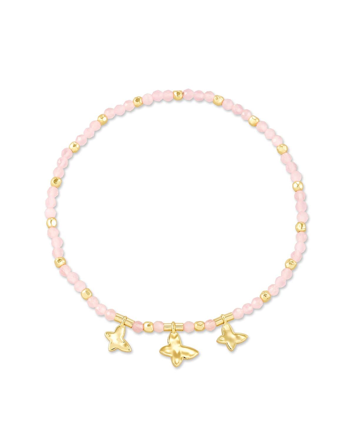 Kendra Scott Lillia Butterfly Stretch Bracelet in 14k Gold-Plated Brass, Fashion Jewelry for Women, Pink Cats Eye