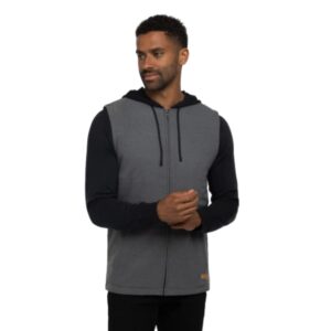 travis mathew mens scavenger color block full zip golf hoodie - heather dark grey l