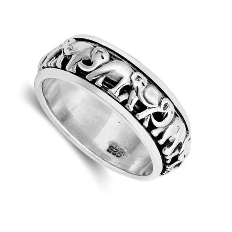 Elephant Ring, 925 Sterling Silver Ring, Spinner Ring, Silver Ring, Worry Ring, Meditation Ring, Elephant Spinner Ring, Anxiety Ring, Animal Ring, Silver Elephant Spinning Ring