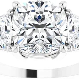 Sparkx Diamond Colorless Moissanite 4.00 CT Cushion Cut Engagement Ring,3 Stone Anniversary Ring, Solitaire Promise Wedding Ring,925 Sterling Silver Gift For Her (6)