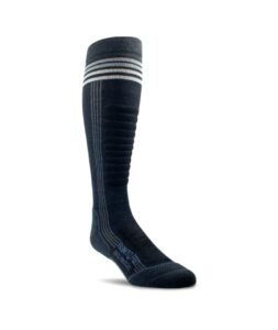 farm to feet waitsfield 2.0 snow light targeted cushion otc merino wool socks (black, large)