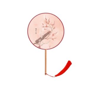 Prylio Foldable Fan Folding Hand Fan 2Pieces Hand Fan Folded Ancient Chinese Style Hanfu Cheongsam Costume Embroidery Small Round Fan Folding Fan Handheld Fans