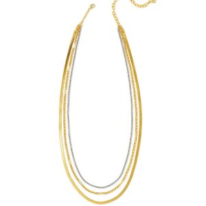 Kendra Scott Taytum Multi Strand Necklace in Silver-Plated Brass, Fashion Jewelry for Women, Mixed Metal