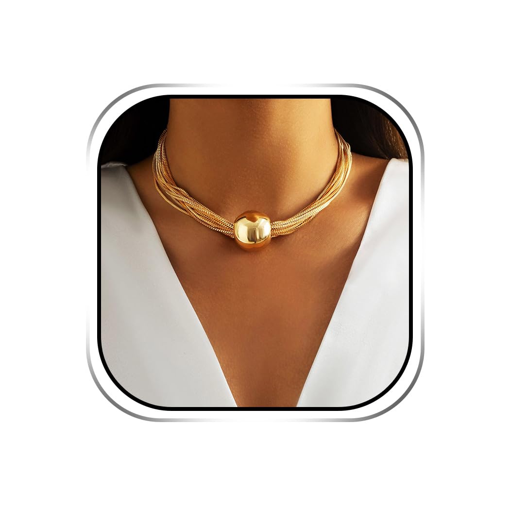 Sixexey Chunky Gold Statement Choker Necklace Bold Necklace for Women