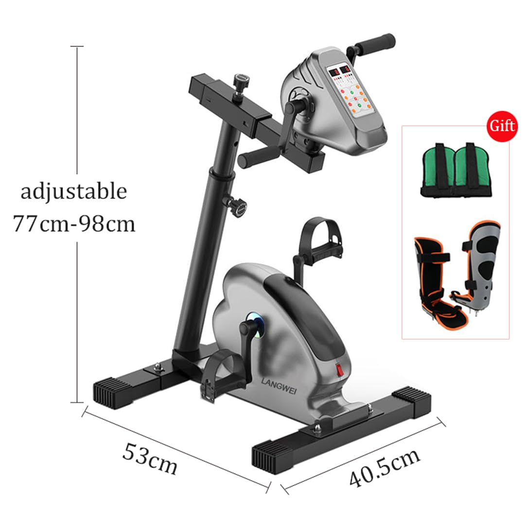 Motorized Pedal Exerciser with Protector Bracket, Physical Rehabilitation Electric Exercise Bike with Leg Arm Workout for Elderly Handicapped & Disabled