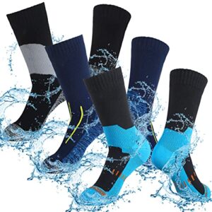 Janmercy 3 Pairs Unisex Waterproof Socks Breathable Knit Socks for Men Women Socks for Hiking Wading Running Skiing, 3 Colors (Medium)