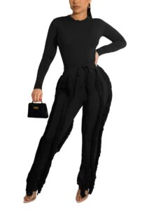 vakkest tassel bodycon long pants tracksuit sets for women ladies girls females two piece outfits activewear sweatpants