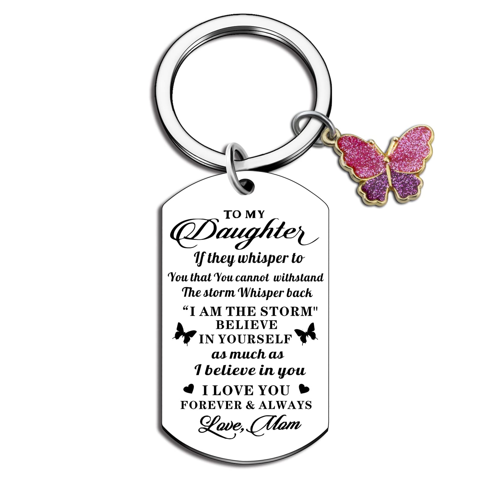 To My Daughter Keychain Daughter Gifts from Mom Birthday Gifts for Daughter Inspirational Gifts for Badass Daughter Back to School Teen Girls Accessories