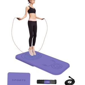 LERYG Jump Rope Mat Shockproof Exercise Skipping Mat All-Purpose Extra Thick High Density Anti-Tear Exercise Yoga Mat, Non Slip Jump Rope Mat for Indoor and Outdoor in Purple