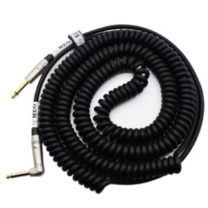 eitmoss coiled guitar cable with mute button electric instrument coil cable curly instrument cable stretchable 1/4 right angle to straight ends plug 20 feet