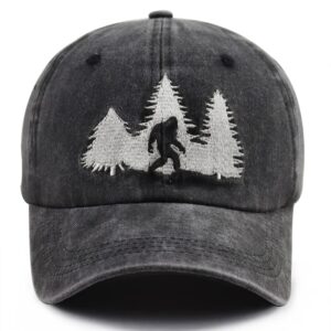 Bigfoot Gifts for Men Women, Sasquatch Forest Decor Baseball Cap, Adjustable Cotton Embroidered Dad Hats, Funny Big Foot Gifts for Sasquatch Lovers Hunters Campers Hikers