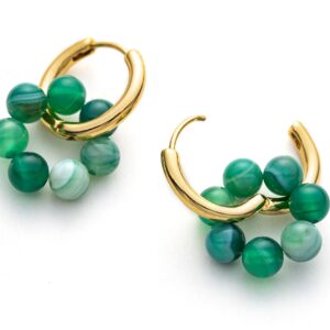 C.Paravano Huggies Earrings for Women | Hoop Earrings for Women | Green Earrings for Women | Statement Earrings Gold | Chunky Gold Hoop Earrings for Women