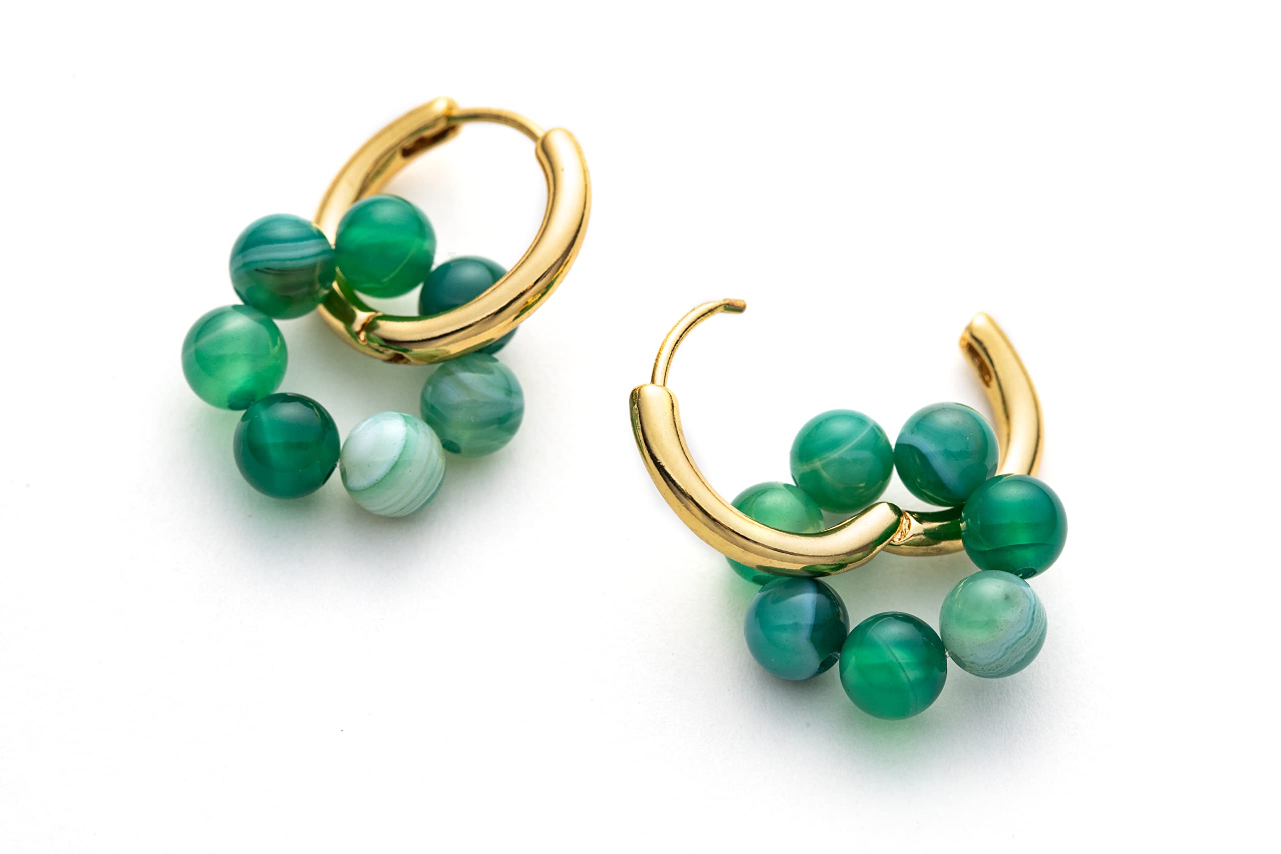 C.Paravano Huggies Earrings for Women | Hoop Earrings for Women | Green Earrings for Women | Statement Earrings Gold | Chunky Gold Hoop Earrings for Women