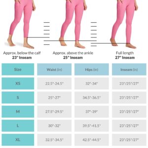 BALEAF Leggings for Women Tummy Control with Pockets Deep Workout High Waisted Athletic 7/8 Gym Ultra Soft Petite Yoga Ankle Pants Hot Pink XL