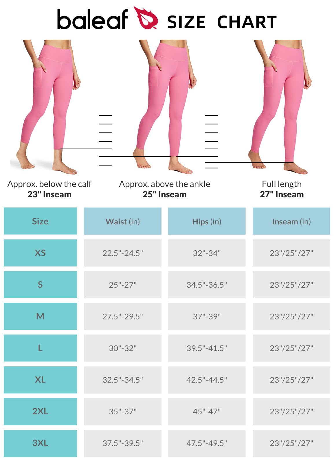 BALEAF Leggings for Women Tummy Control with Pockets Deep Workout High Waisted Athletic 7/8 Gym Ultra Soft Petite Yoga Ankle Pants Hot Pink XL