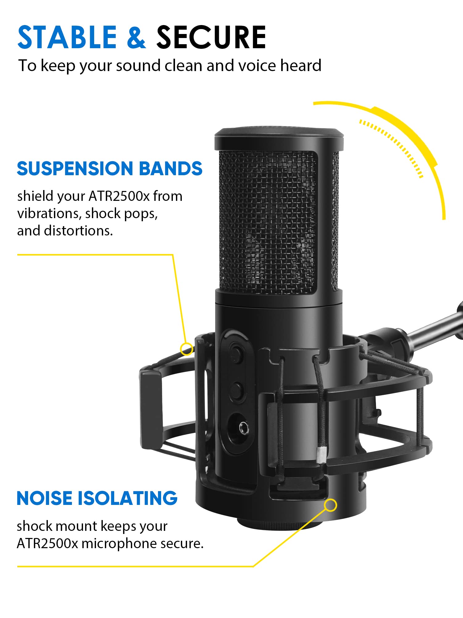 Etour [Newest &Ultra-Durable] atr2500x Microphone Shock Mount with Pop Filter [Custom Built for atr2500x] Anti-Vibration Suspension Shock Mount Holder Clip for Audio Technica atr2500x Mic