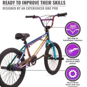 Hyper BMX Bike 20 Inch, Single Speed, Front and Rear Sprockets, Steel BMX Frame. 360 Handlebar Rotation. Park Ready Bicycle for Kids. Jet Fuel Finish