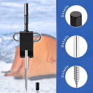 LFUTARI Ice Ancho Tool Kit,1pc Ice Anchor Drill Adapter with 4pcs Threaded Peg Ice Fishing Shelter Stake Nail, Universal Ice Fishing Anchors Tool Set for Ice Insert Sewing (Set 1)