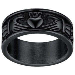 black stainless steel rings masculine wedding eternity band engagement promise finger charming female celtic knot design