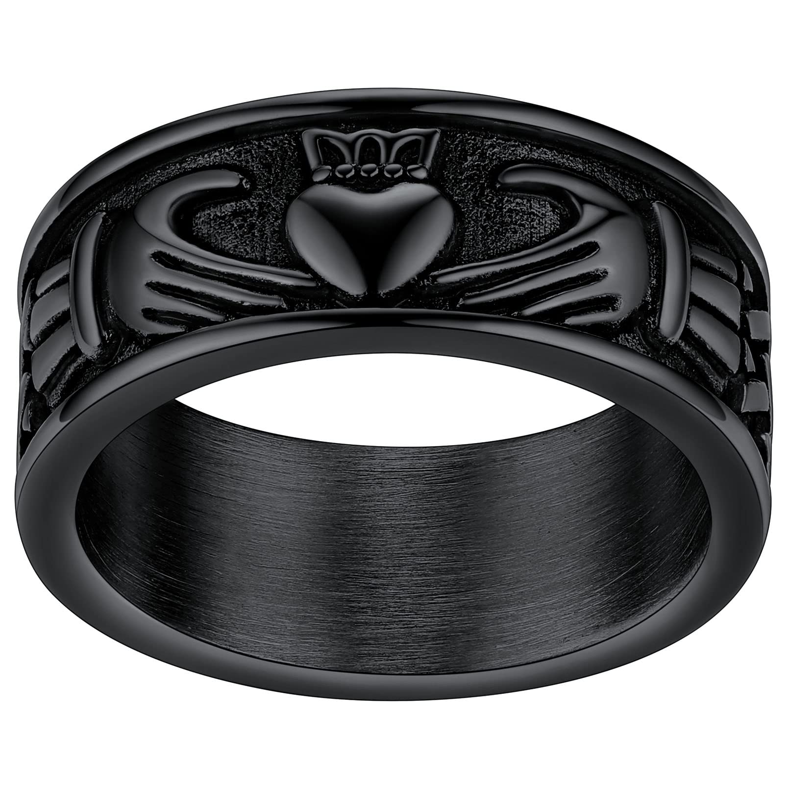 Black Stainless Steel Rings Masculine Wedding Eternity Band Engagement Promise Finger Charming Female Celtic Knot Design