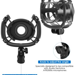 Etour [Newest &Ultra-Durable] atr2500x Microphone Shock Mount with Pop Filter [Custom Built for atr2500x] Anti-Vibration Suspension Shock Mount Holder Clip for Audio Technica atr2500x Mic