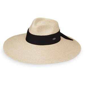 wallaroo hat company – women’s elise fedora – upf 50+ sun protection, wide brim, packable, adjustable for medium crown sizes – elegant sun hat for resort, outdoor events and parties (white/beige)