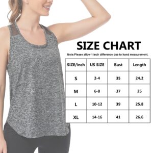 FOLIN Women's Sports Tank Tops Mesh Open Tank Tops for a Variety of Sports and Everyday Wear(Pack of 2) Grey, X-Large