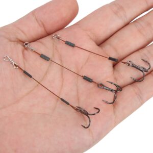 Natudeco No. 6 Triple Fishing Hooks, 6Pcs Tackle Treble Hooks Kit Reusable Barracuda Hook with Barbed Tips for Catching Barracuda and Other Large Fish