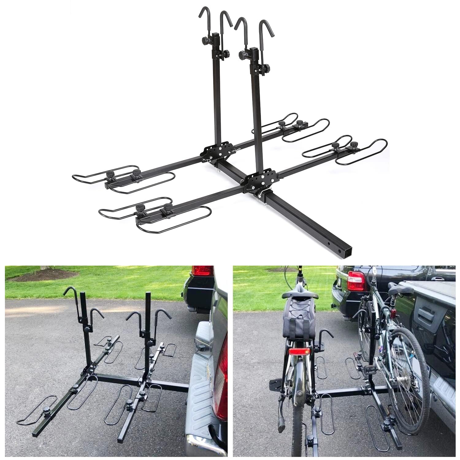 HECASA Universal 4 Bike Platform Carrier Mount Rack Compatible with Sport Truck SUV w/2" Hitch Receiver 200 Lbs Easily Foldable Sturdy