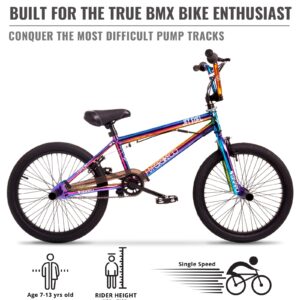 Hyper BMX Bike 20 Inch, Single Speed, Front and Rear Sprockets, Steel BMX Frame. 360 Handlebar Rotation. Park Ready Bicycle for Kids. Jet Fuel Finish