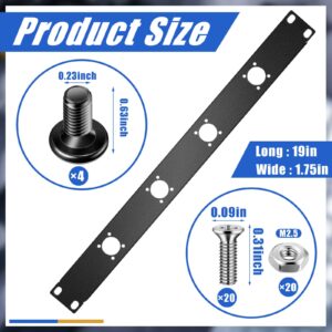 4-hole 1U Audio Rack Panel 4D Series Audio Rack XLR Patch Panel Punched Metal HDMI Rack Mount Panel Connectors Recording Studio Rack Accessories for 19 Inch Enclosure Server Computer Equipment Studio